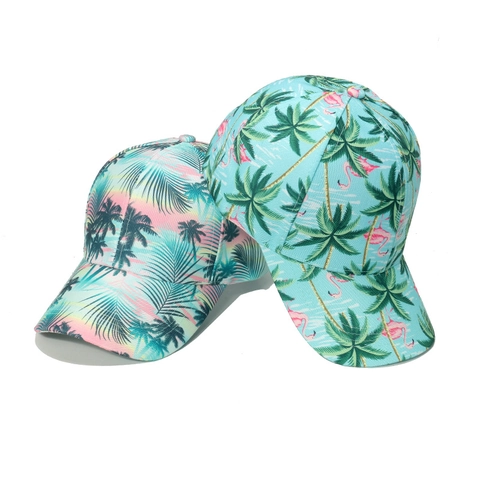 Casquette De Baseball Imprimé Tropical Polyester Chapeau De Soleil Réglable Flamingo Cocotier Été Vacances Mode Unisexe
