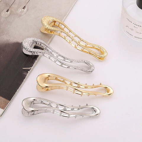 Eleganter Haarclip Aus Metall In Wellenform Legierung Rutschfester Haarschmuck Große Haarklammer Für Damen Täglich