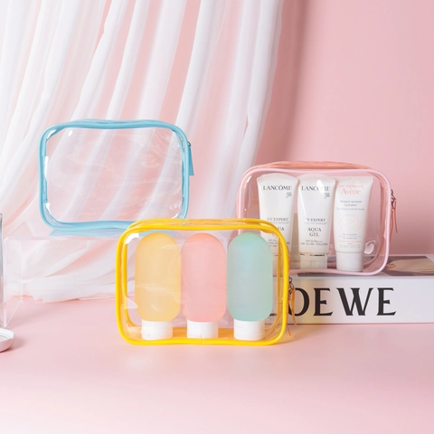 Transparent PVC Cosmetic Bag Waterproof Travel Toiletry Wash Storage Pouch Portable Large Capacity Organizer Women Girls