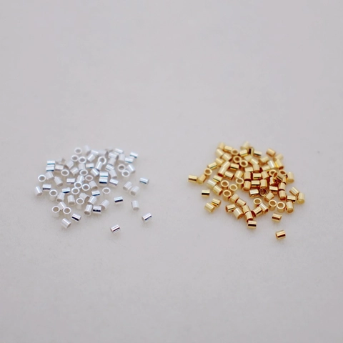 S925 Sterling Silver Crimp Beads Tubes For DIY Jewelry Making Findings Connectors Necklace Bracelet Steel Wire End Fasteners