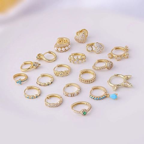 Cartilage Earring Piercing Ear Buckle Zircon Copper Gold Plated Helix Tragus Jewelry Punk Trendy For Women