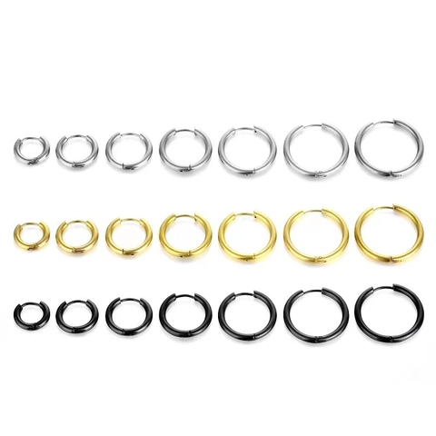 Minimalistische Kreolen Edelstahl Geometrische Runde Huggie Ohrringe Mode Trend Schmuck Für Männer Und Frauen