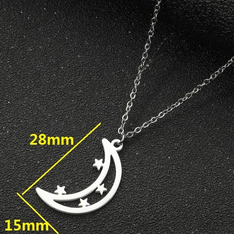 Collana Con Pendente Luna Crescente E Stella Acciaio Inossidabile Geometrico Cavo Pentagramma Retro Gioielli Da Donna