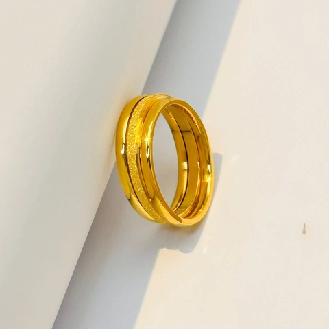 Anello Minimalista in Acciaio Inossidabile Smerigliato da Donna Placcato Oro Argento 18K Anello a Triplo Strato Gioielli di Moda