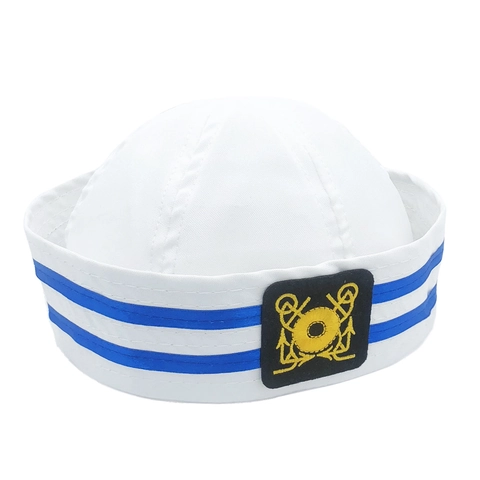 Polyester Fabric Nautical Costume Hat With Anchor Embroidery For Cosplay Party Performance Sailor Captain Police Styles