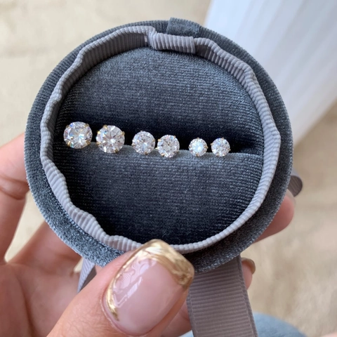 925 Sterling Silver Round Cubic Zirconia Stud Earrings With 925 Sterling Silver Earring Post Minimalist Fashion Jewelry For Women