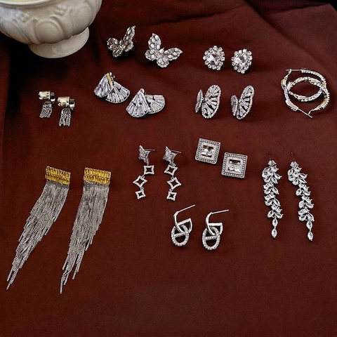 Orecchini Pendenti A Farfalla Con Perno In Argento Sterling 925 Lega Zircone Cuore Geometrico Gioielli Di Moda Per Donne