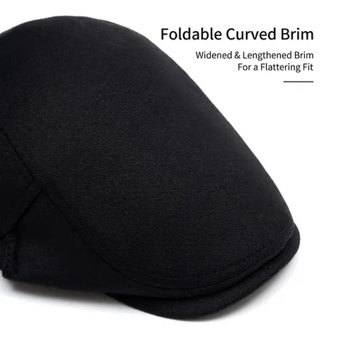 Retro British Style Flat Cap Adjustable Cotton Blend Newsboy Ivy Hat For Men Solid Color Vintage Winter Warm