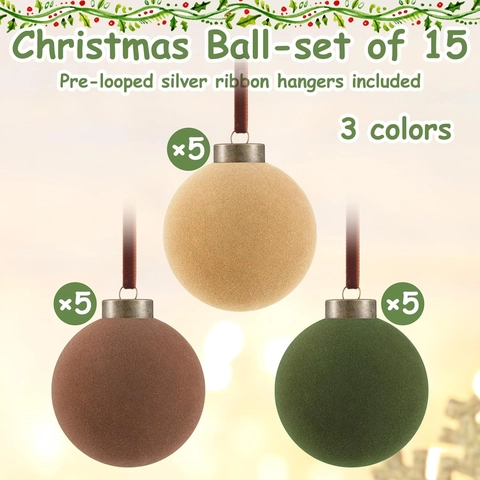 Palle Di Natale In Velluto Floccato Opaco Decorazioni Da Appendere Albero Toni Terra Retrò Casa Decor