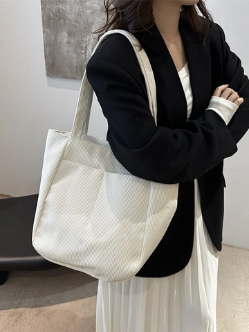 Borsa A Tracolla In Velluto A Coste Da Donna Colore Solido Stile Vintage Stile Preppy Stile Classico Con Cerniera Quadrata