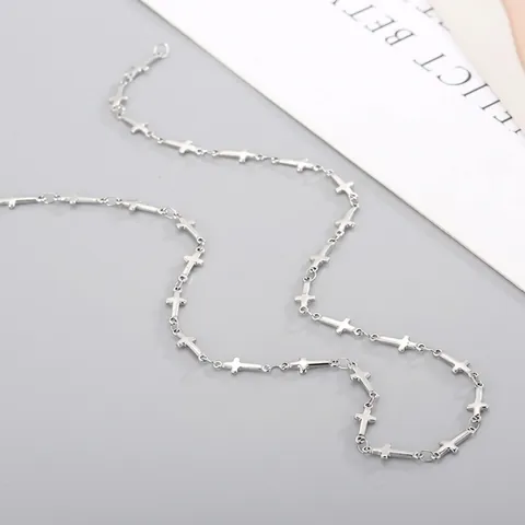 Collier Chaîne À Maillons Croix Acier Inoxydable 316L Bijoux Style Punk Religieux Pour Hommes Femmes Accessoire Gothique