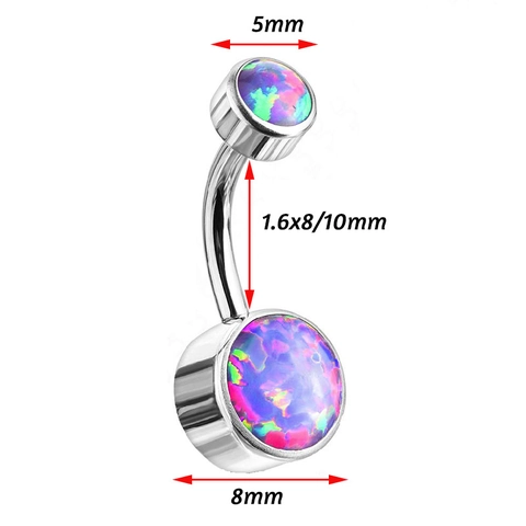 Solid G23 Titanium Opal Belly Button Ring Internal Thread Curved Barbell Body Piercing Jewelry For Women Unisex Piercing Accessory