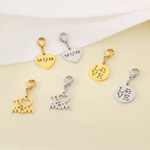 Llavero De Acero Inoxidable MOM Con Corazón Hueco Regalo Para El Día De La Madre Accesorios De Moda