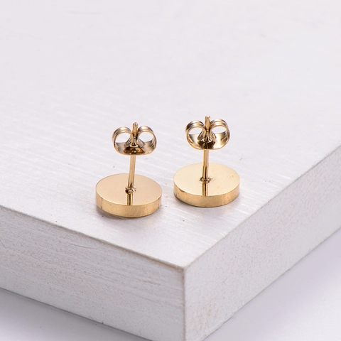 Ronde Oorknopjes 316L Roestvrij Staal 18K Verguld Romeinse Cijfers Pavé Zirkoon Mode Sieraden Voor Dames