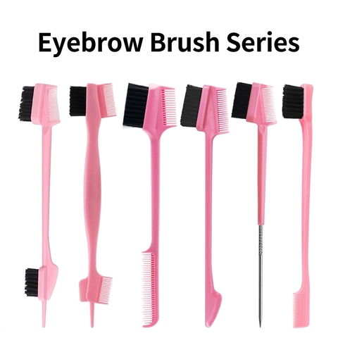 Dual Ended Eyebrow Brush And Edge Control Hair Comb ABS Nylon Bristles Metal Pin Styling Tool For Makeup