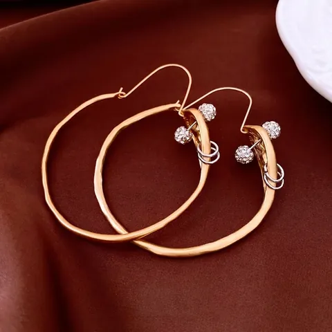 Irregular Hoop Earrings Alloy Rhinestone Pave Ball With 925 Sterling Silver Earring Post Vintage Trendy For Women