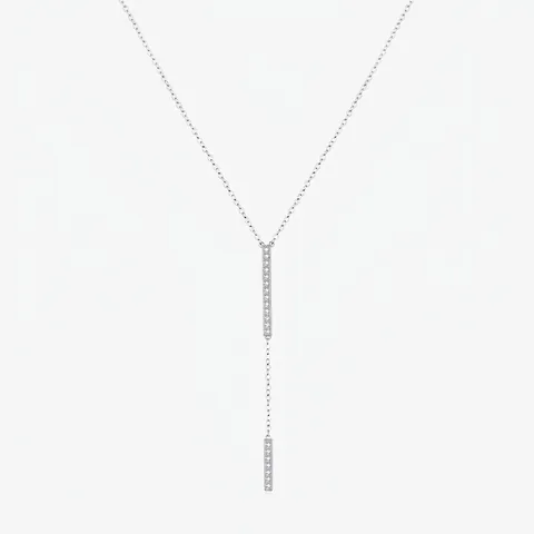 925 Sterling Silber Y-Halskette Mit Zirkonia Vertikale Balkenanhänger Elegante Lariat Lange Kette Für Damen