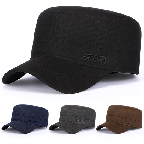 Cappello Cadet In Cotone Da Uomo Inverno Caldo Antivento Militare Berretto Piatto Con Ricamo Sport Regolabile Outdoor