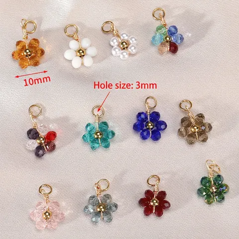 Ciondoli A Fiore In Cristallo Acciaio Inossidabile Perle Vetro Sfaccettate Accessori DIY Per Creazione Gioielli Orecchini