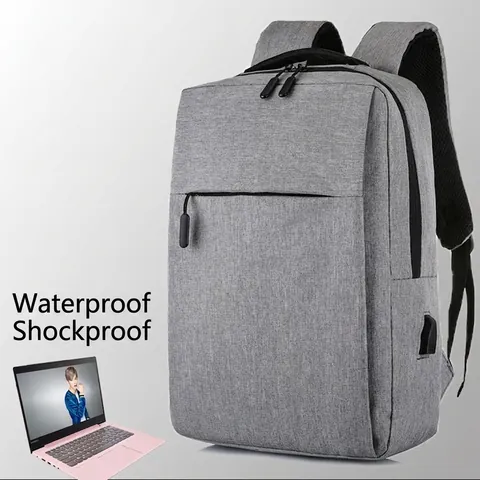 Professional Business Laptop Backpack Waterproof Oxford Fabric USB Port Minimalist Lightweight Commute Travel School Bag