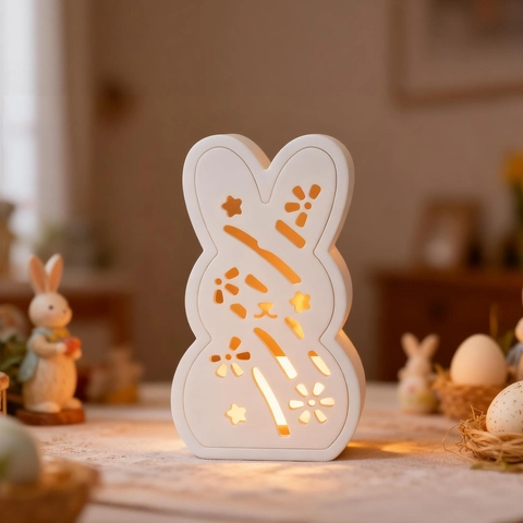 Rabbit Silicone Mold Hollow Atmosphere Light DIY Resin Casting Gypsum Ornament Easter Home Decor Cute Animal Shape