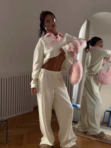 Donna Felpa E Pantaloni Tuta Mezza Zip Colletto Polo Blocchi Di Colore Cotone Poliestere Casual Streetwear Ricamo Club