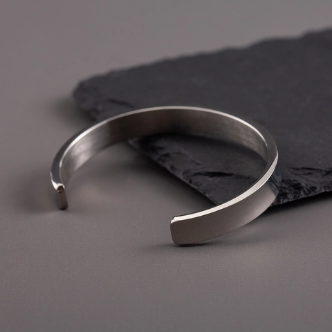 Open Cuff Bracelet Stainless Steel Polished Geometric Curved Surface Minimalist Fashion Accessories For Men Classic Cool