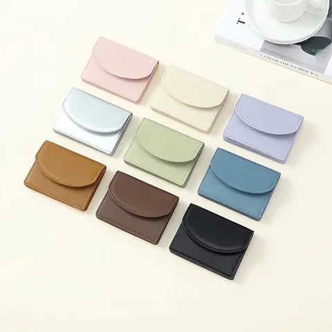 Korte Portemonnee Dames PU Leer Minimalistische Flip Cover Kaarthouder Meerdere Kaartsleuven Compacte Geldbeutel