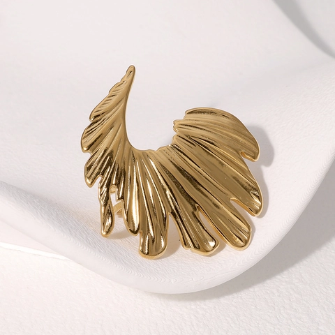 Anillo Abierto Con Diseño De Ala Acero Inoxidable Chapado En Oro De 18K Ajustable Joyería Estética Minimalista Mujeres