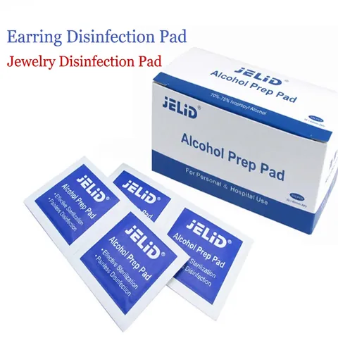 Alcohol Prep Pads Disposable Disinfectant Wipes For Jewelry Earrings Cleaning Sterile Individually Wrapped Non-Woven Fabric