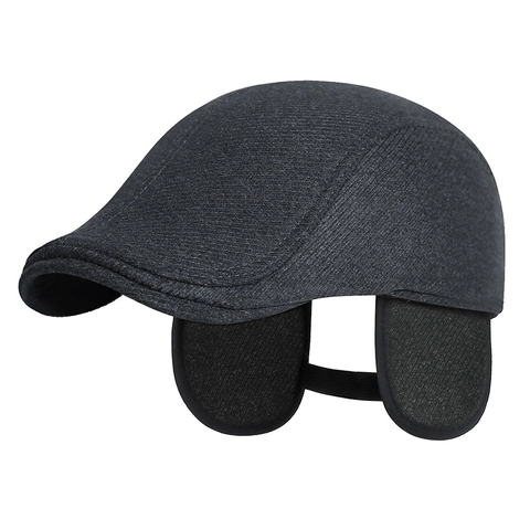 Berretto Piatto Uomo Invernale Protezione Orecchie Foderato In Pile Twill Spesso Cappello Antivento Outdoor Caldo