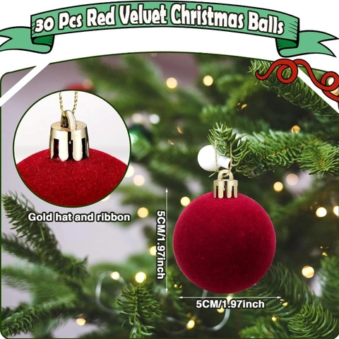 Christmas Ball Ornaments Flocking Velvet Texture Hanging Pendants For Xmas Tree Decoration Holiday Party Festive Home Decor