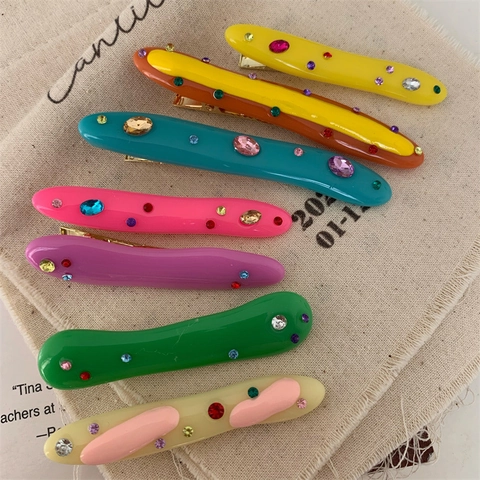 Acryl Strass Haarklammer Unregelmäßige Entenschnabel Clip Bunte Koreanische Stil Mode Haar Accessoires Für Frauen Mädchen