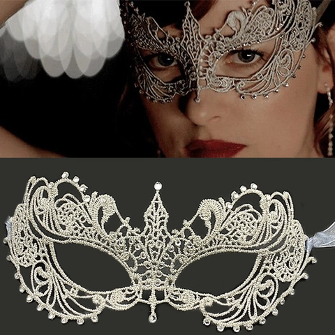 Masquerade Mask Lace Rhinestone Hollow Out Sexy Eye Mask For Party Carnival Halloween Costume Women