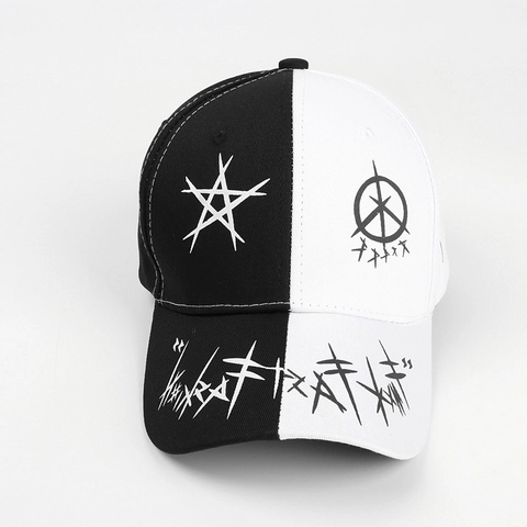Cappello Da Baseball Cotone Graffiti Stampa Stella Streetwear Regolabile Visiera Curva Cappello Unisex