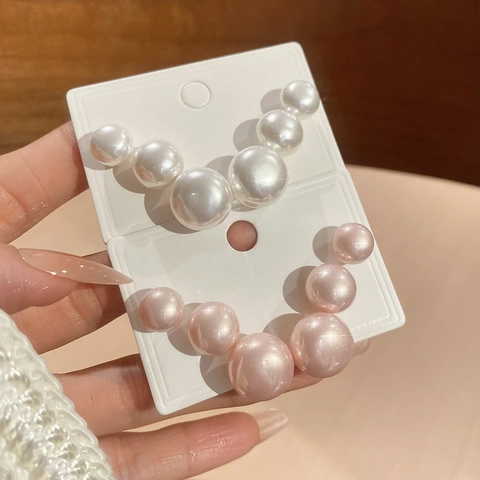 Eleganti Orecchini A Lobo Con Künstliche Perle Sintetiche Rotonde E Perno In Argento Moda Semplice Bianco Rosa Per Donna