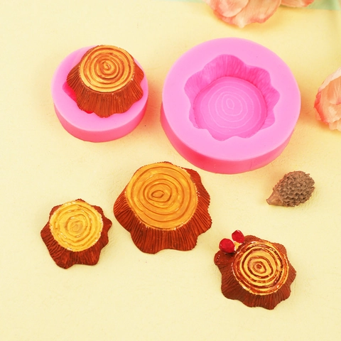 Wood Stump Annual Ring Silicone Mold 3D Tree Texture For Fondant Cake Chocolate Soap Candle Making Resin Craft Tool Novelty