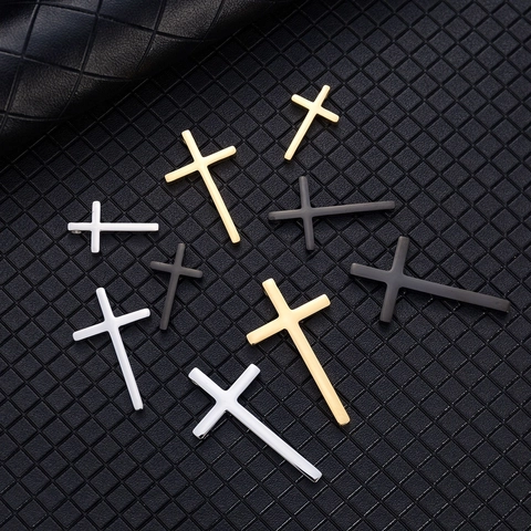 Colgante Cruz Acero Inoxidable 304 Pulido Espejo Religioso DIY Joyería Accesorios Oro Plata Negro
