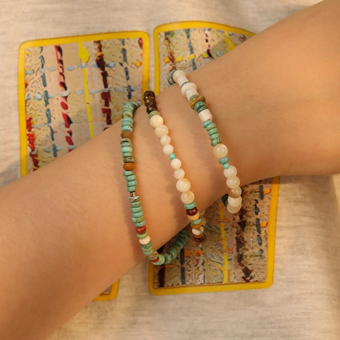Set Collana e Braccialetto con Perline in Pietra Naturale Fatto a Mano Turchese Diaspro Perla d'Acqua Dolce Gioielli Bohémien per Donna