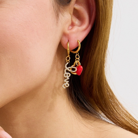 Creolen Hänger Ohrringe Edelstahl Vergoldet Asymmetrisch Herz Liebe Muschel Sonne Mond Böhmisch Elegant Mode Schmuck Damen