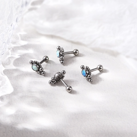 Boucle D'oreille Cartilage Acier Inoxydable Opale Synthétique Dos Vis Tragus Helix Bijoux De Piercing Pour Femme Mode Géométrique