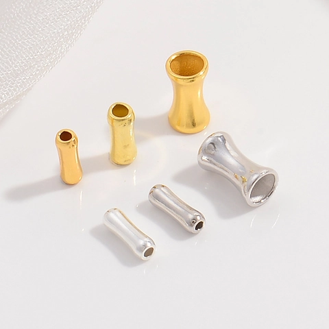 925 Sterling Silver Smooth Bamboo Tube Spacer Beads For Jewelry Making DIY Bracelet Necklace Curved Metal Beads Findings