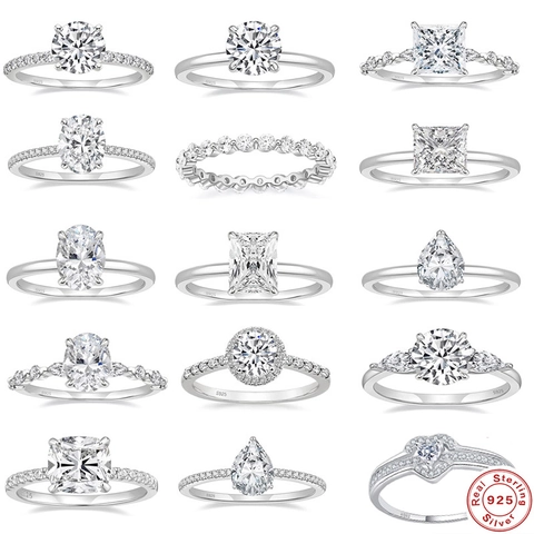 Luxury 925 Sterling Silver Rings For Women Elegant AAAAA Zirconia Engagement Wedding Bridal Jewelry Clear Stone