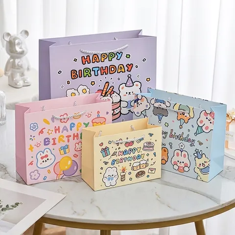Borsa Regalo Compleanno Cartone Animato Carino Sacchetto Con Manico Per Festa Bambini Fornitura Colorato Novità