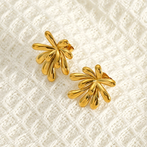 Unregelmäßige Feuerwerk Ohrstecker 18K Vergoldet 304 Edelstahl Geometrische Linie Chic Stil Mode Schmuck Für Damen