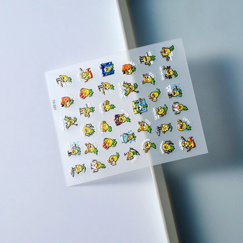 Cartoon Ananas Nagelstickers Reliëf Russische Zinnen Zelfklevend Waterdicht Manicure Decoratie Voor Vrouwen