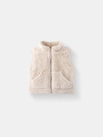 Baby Plush Vest Fleece Waistcoat Stand Collar Zipper Thickened Winter Warm Outwear For Toddler Boys Girls