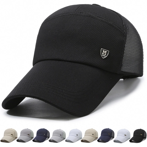 Mesh Baseball Cap Breathable Trucker Hat With Extended Brim Adjustable Snapback For Outdoor Fishing Sport Hiking