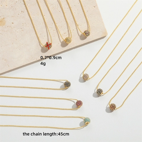 Collana Con Pendente A Sfera In Zirconia Rotonda Minimalista Catena A Sfere In Rame Placcato Oro Gioielli Di Moda Per Donna Stile Elegante
