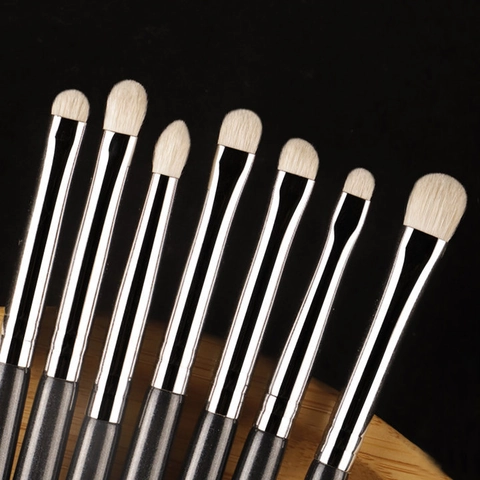 Professional Eye Makeup Brushes Pony Goat Hair Synthetic Fiber Precision Eye Shadow Blending Eyeliner Wood Handle Tool
